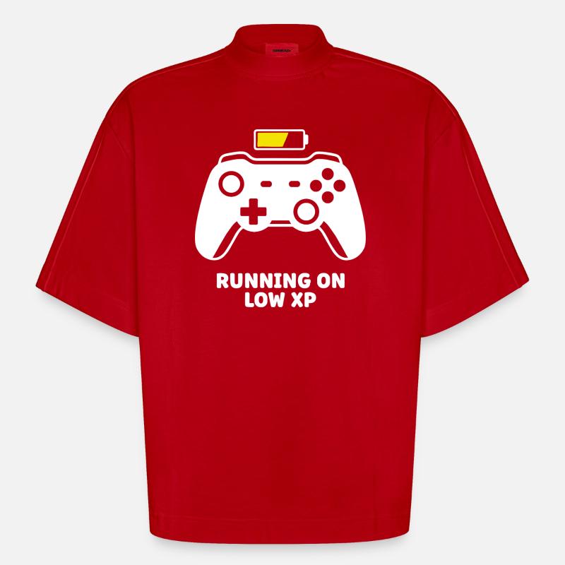 Running on Low XP Controller - Heavyweight Oversized Organic Boxy T-Shirt Made in EU - red