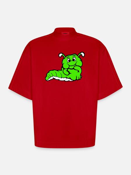 Chenille Ver Timide Amicale Curieux - T-shirt bio épais oversize Boxy fabriqué en UE - rouge
