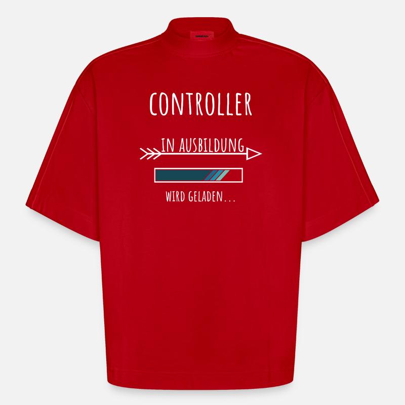 Controlling Studies Occupation Training Controller - Heavyweight Oversized Organic Boxy T-Shirt Made in EU - red