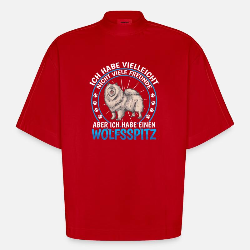 Wolfspitz est un ami allemand Wolfspitz - T-shirt bio épais oversize Boxy fabriqué en UE - rouge