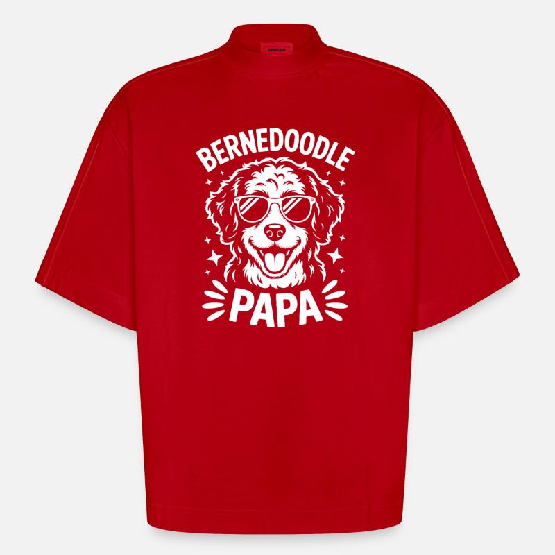 Bernedoodle Spruch Papa Witz Bernedoodle Geschenk - Heavyweight Oversized Organic Boxy T-Shirt Made in EU - Rot