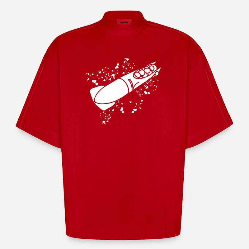 Bobfahrer Bobschlitten Viererbob - Heavyweight Oversized Organic Boxy T-Shirt Made in EU - Rot