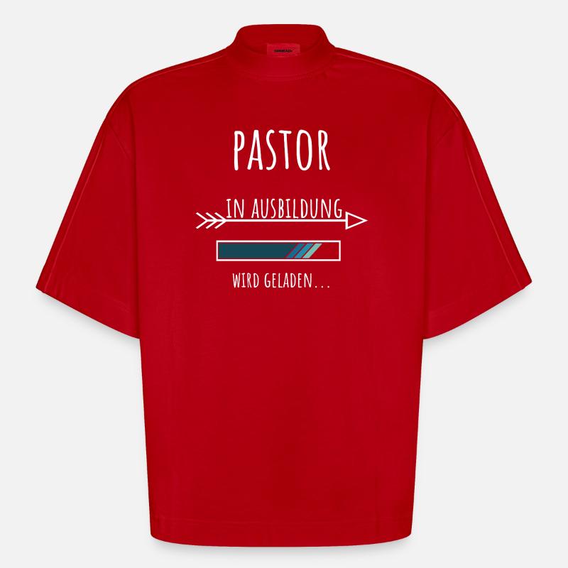Théologie Profession Pasteur Formation - T-shirt bio épais oversize Boxy fabriqué en UE - rouge