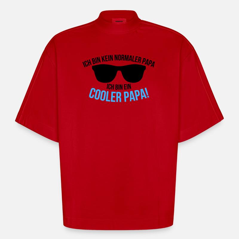 Ich bin ein cooler Papa Spruch - Heavyweight Oversized Organic Boxy T-Shirt Made in EU - Rot