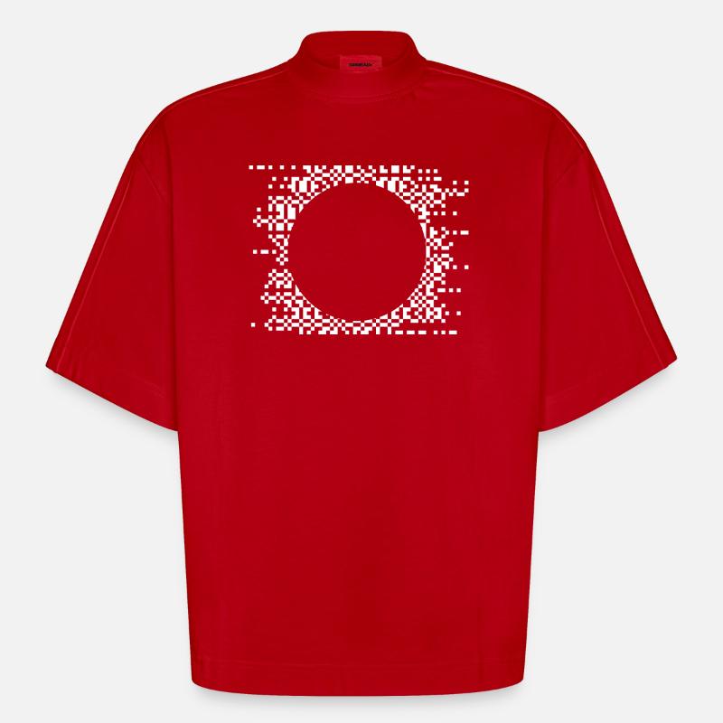 Cercle de pixels Nébuleuse abstraite - T-shirt bio épais oversize Boxy fabriqué en UE - rouge