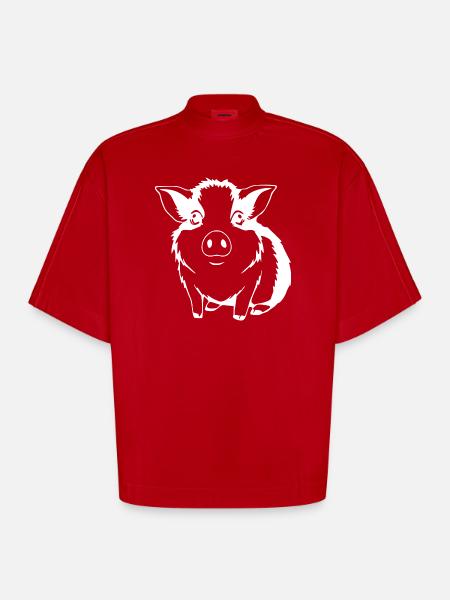 Guinea Pig T-shirt Gift - Heavyweight Oversized Organic Boxy T-Shirt Made in EU - red