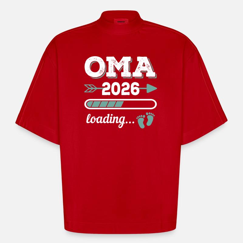Oma 2026 Loading Werdende Großmutter Geschenkidee - Heavyweight Oversized Organic Boxy T-Shirt Made in EU - Rot