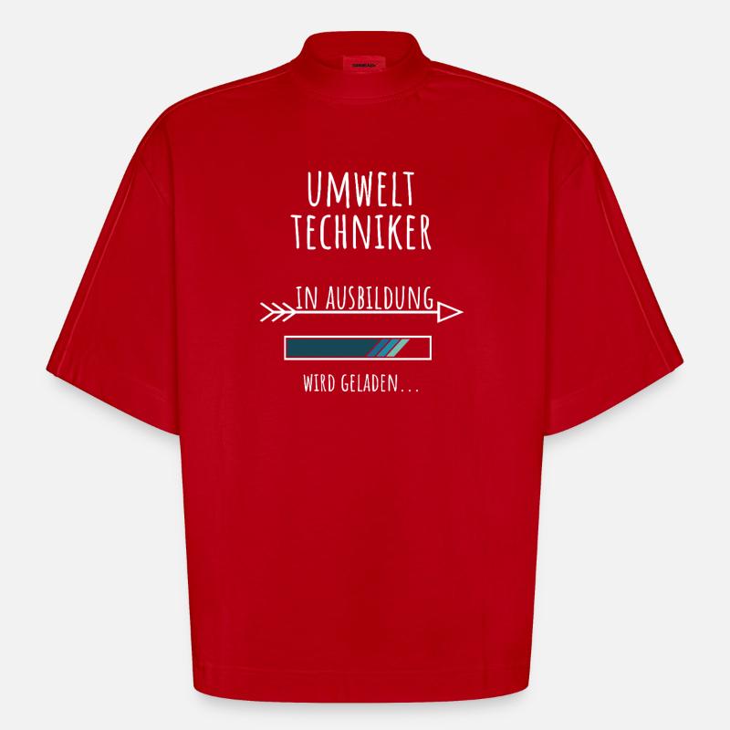 Environmental Technician Studies Occupation Training - Heavyweight Oversized Organic Boxy T-Shirt Made in EU - red