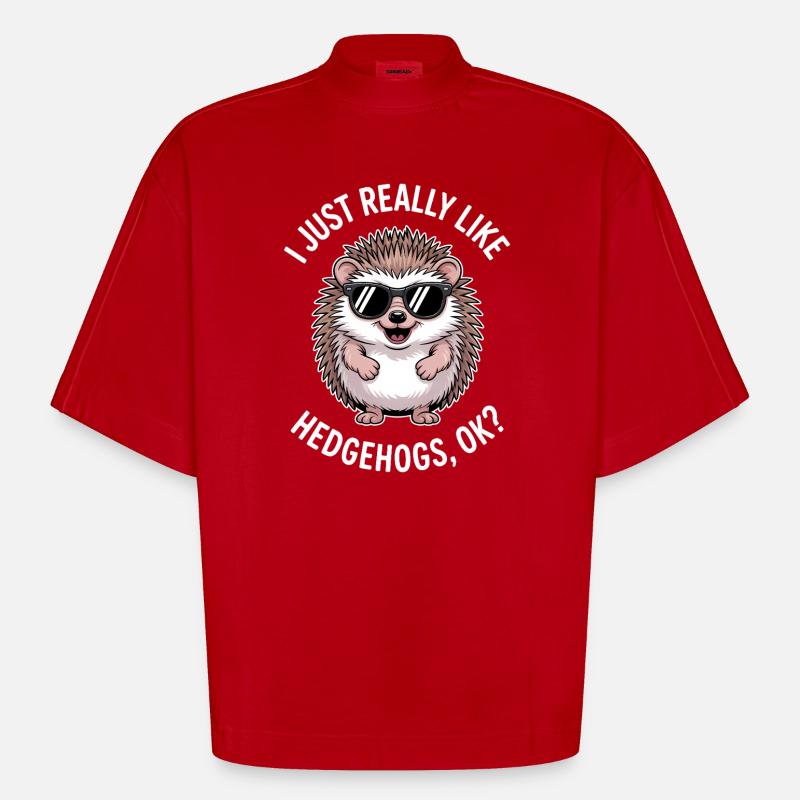 Igel Spruch Lustiges Igel Geschenk - Heavyweight Oversized Organic Boxy T-Shirt Made in EU - Rot