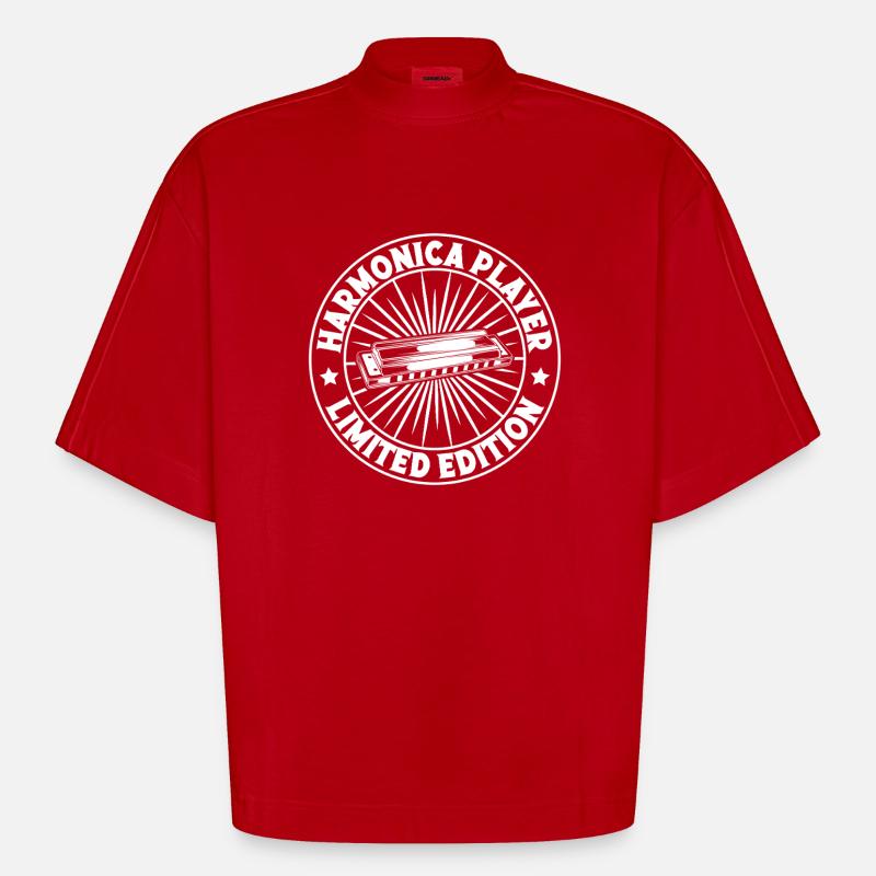 Harmonica Musican LImited Edition Harmonica - Heavyweight Oversized Organic Boxy T-Shirt Made in EU - red