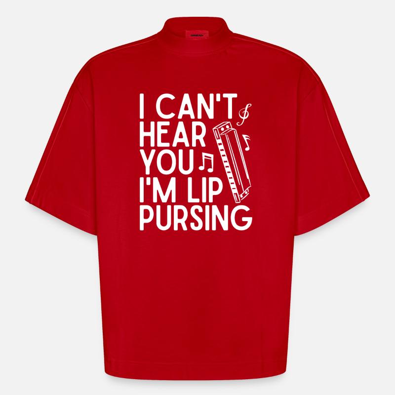 Harmonica Musican Lip Pursing Harmonica - T-shirt bio épais oversize Boxy fabriqué en UE - rouge