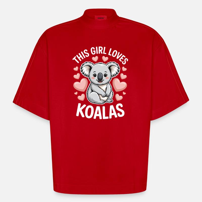 Koala Spruch Mädchen Lustiges Koala Geschenk - Heavyweight Oversized Organic Boxy T-Shirt Made in EU - Rot