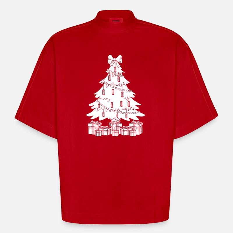 Harmonica Musican Sapin de Noël Harmonica - T-shirt bio épais oversize Boxy fabriqué en UE - rouge