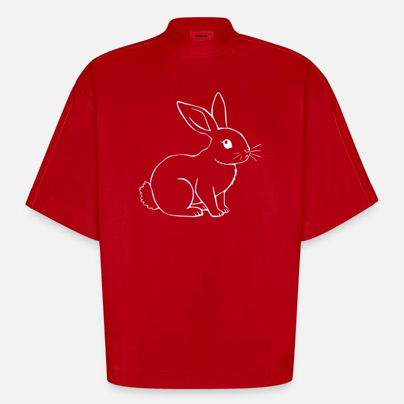 Rabbit Bunny Bunny Dwarf Rabbit Gift - Heavyweight Oversized Organic Boxy T-Shirt Made in EU - red