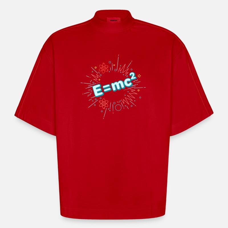 E=mc2 Wissenschaftliche Explosion - Heavyweight Oversized Organic Boxy T-Shirt Made in EU - Rot