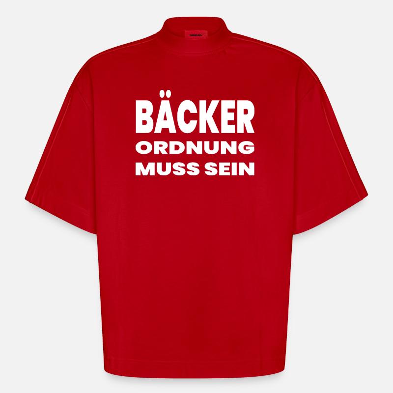 Bäcker - Heavyweight Oversized Organic Boxy T-Shirt Made in EU - Rot