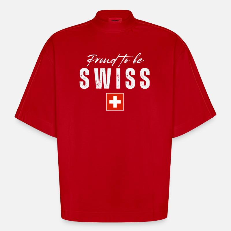 Schweizer Pride, Schweizer Flagge - Heavyweight Oversized Organic Boxy T-Shirt Made in EU - Rot