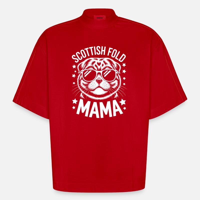 Scottish Folding Cats Scottish Fold Gift - Heavyweight Oversized Organic Boxy T-Shirt Made in EU - red