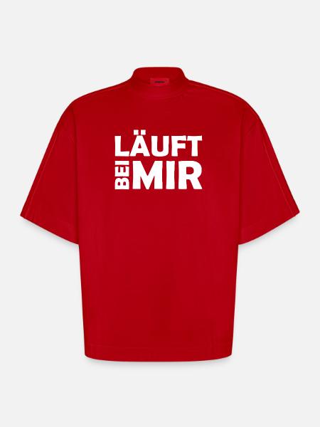 Runs with me - Cool saying - Running - Heavyweight Oversized Organic Boxy T-Shirt Made in EU - red
