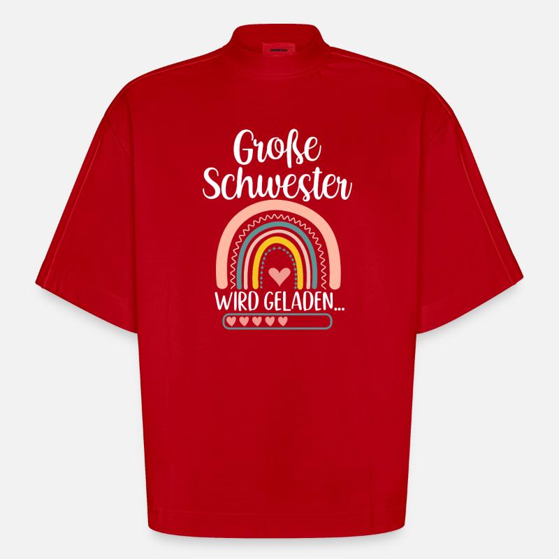 Große Schwester Wird Geladen Rainbow - Heavyweight Oversized Organic Boxy T-Shirt Made in EU - Rot