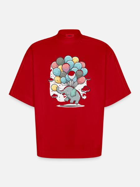 Ballon-Elefant im Wolkenmeer - Heavyweight Oversized Organic Boxy T-Shirt Made in EU - Rot
