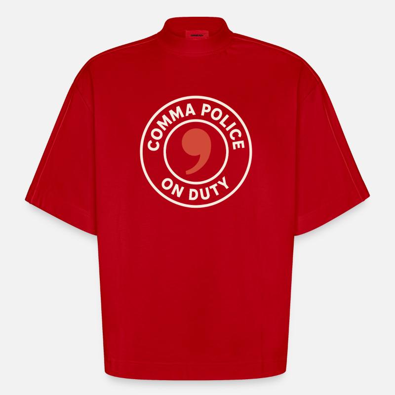 Grammatik Oxford Comma Language Rules - Heavyweight Oversized Organic Boxy T-Shirt Made in EU - Rot