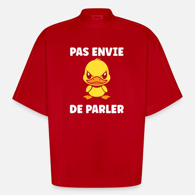 Grumpy Duck – Nicht bereit zu reden - Heavyweight Oversized Organic Boxy T-Shirt Made in EU - Rot