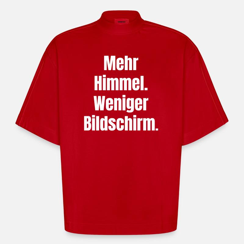 Plus de ciel, moins d’écran - T-shirt bio épais oversize Boxy fabriqué en UE - rouge