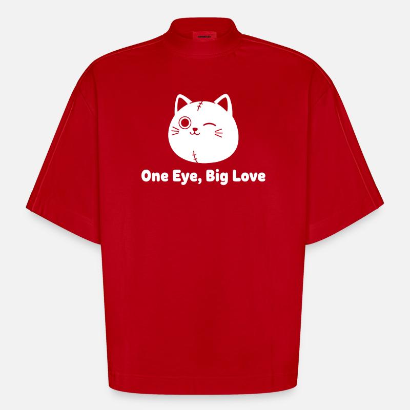 Winkekatze Patchwork Liebe - Heavyweight Oversized Organic Boxy T-Shirt Made in EU - Rot