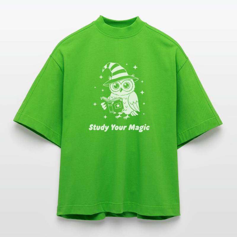 Magic owl learns magic Heavyweight Oversized Organic Boxy T-Shirt Made in EU