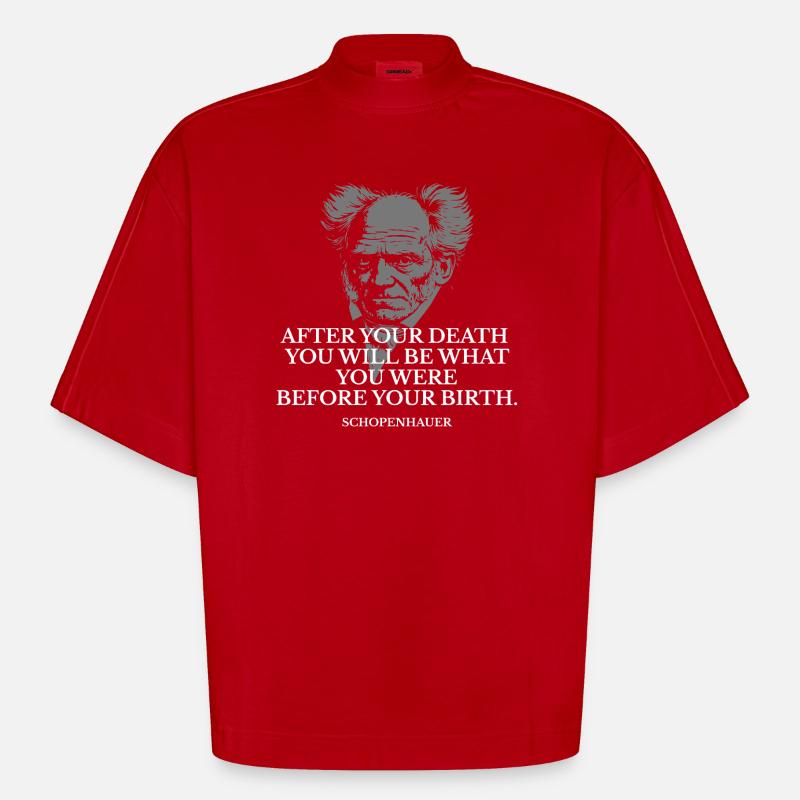 Schopenhauer Geburts- und Todeszitat - Heavyweight Oversized Organic Boxy T-Shirt Made in EU - Rot