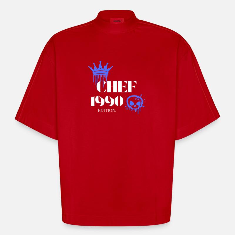 Édition Chef 1990 : 35e anniversaire Déclaration - T-shirt bio épais oversize Boxy fabriqué en UE - rouge