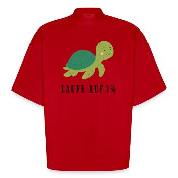 Kuschelige grüne Schildkröte Motiv - Heavyweight Oversized Organic Boxy T-Shirt Made in EU - Rot - Vorne