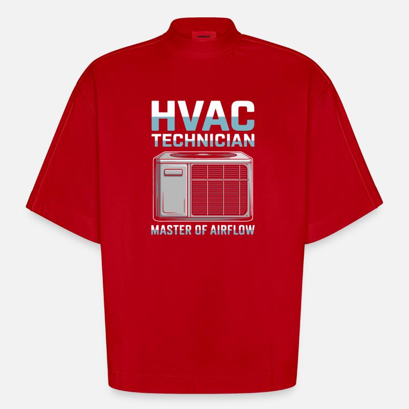 HVAC Techniker Kühltechnik Geschenk Männer Profis - Heavyweight Oversized Organic Boxy T-Shirt Made in EU - Rot
