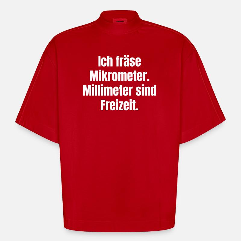 Mikrometer Freizeit Spruch - Heavyweight Oversized Organic Boxy T-Shirt Made in EU - Rot