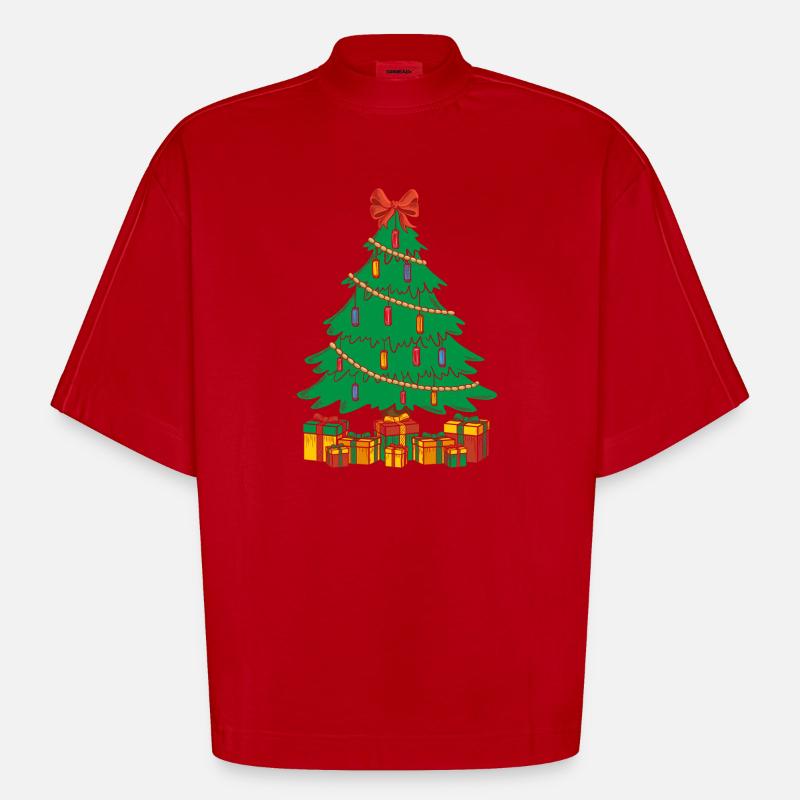 Funny Harmonica Player Christmas Tree Harmonica - Heavyweight Oversized Organic Boxy T-Shirt Made in EU - Rot