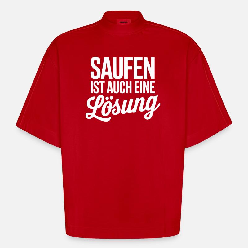 Drinking is also a solution - Heavyweight Oversized Organic Boxy T-Shirt Made in EU - red