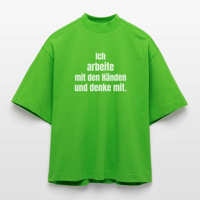 Hands Working Thinking Typography Heavyweight Oversized Organic Boxy T-Shirt Made in EU