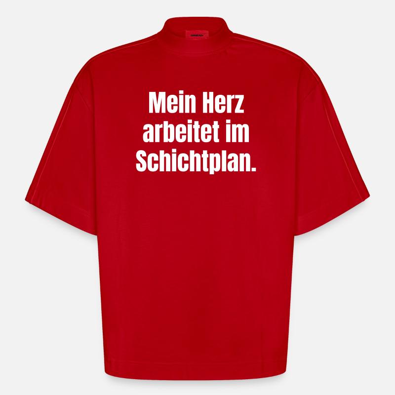 Cœur du plan de quart - T-shirt bio épais oversize Boxy fabriqué en UE - rouge