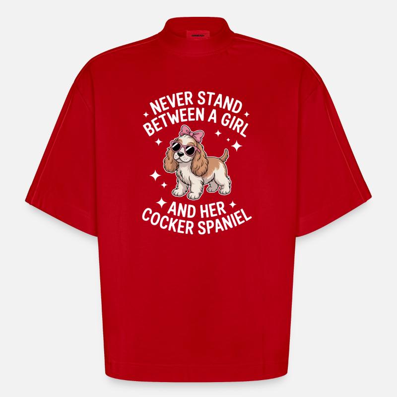 Cocker Spaniel Sprüche Cocker Spaniel Geschenk - Heavyweight Oversized Organic Boxy T-Shirt Made in EU - Rot