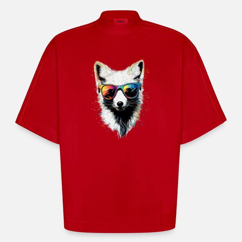 Polarfuchs Schneefuchs Eisfuchs Süßer Weißer Fuchs - Heavyweight Oversized Organic Boxy T-Shirt Made in EU - Rot
