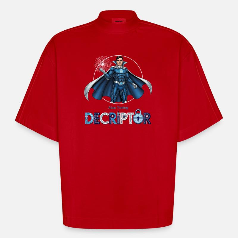 Héros Codeur Déchiffreur - T-shirt bio épais oversize Boxy fabriqué en UE - rouge