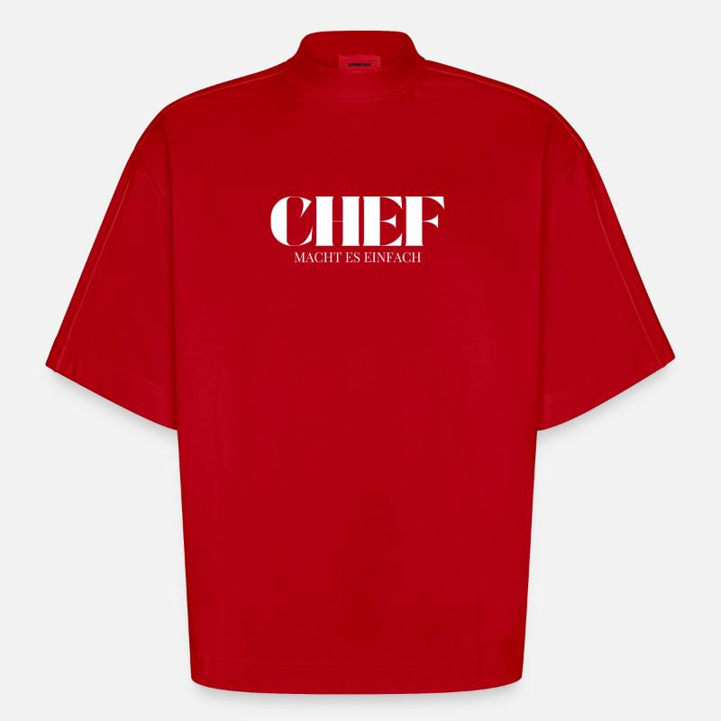 Chef Spruch Macht Es Einfach - Heavyweight Oversized Organic Boxy T-Shirt Made in EU - red