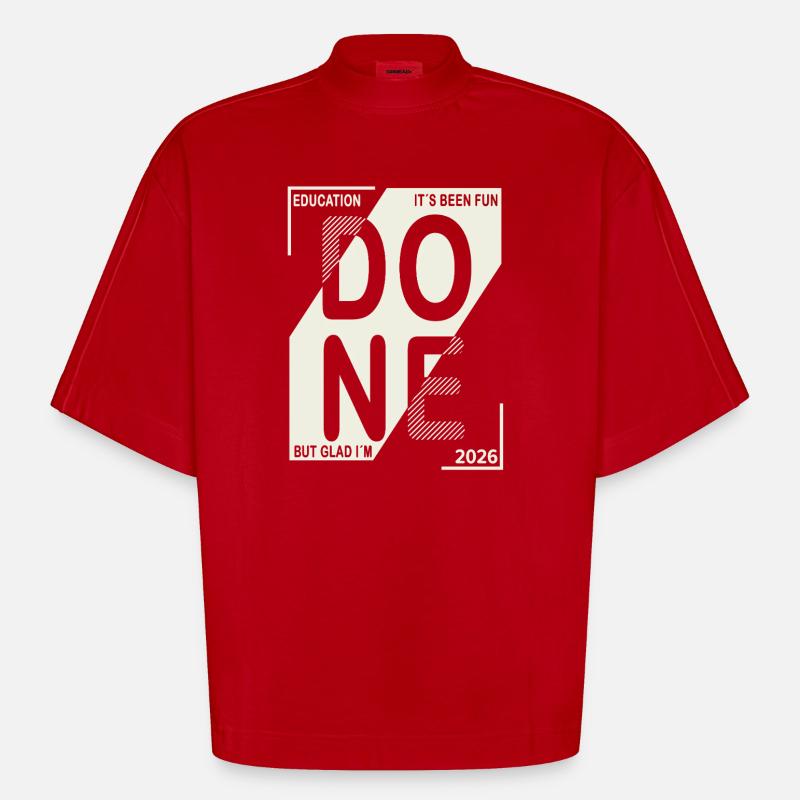 Done 2026 – Training completed design - Heavyweight Oversized Organic Boxy T-Shirt Made in EU - red