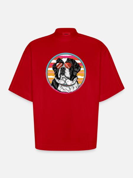 Sun dog in retro summer - Heavyweight Oversized Organic Boxy T-Shirt Made in EU - red