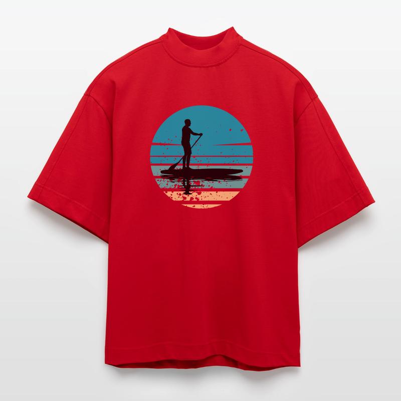 Paddleboard mit maritimer Atmosphäre im Retro-Stil Heavyweight Oversized Organic Boxy T-Shirt Made in EU