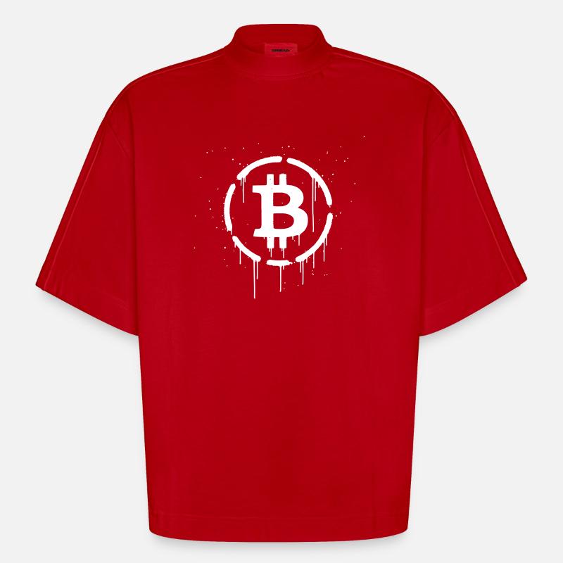 Bitcoin Logo Graffiti Krypto - Heavyweight Oversized Organic Boxy T-Shirt Made in EU - Rot