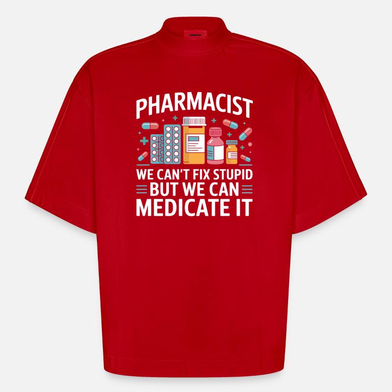 Apotheker Spruch: Medicate It - Heavyweight Oversized Organic Boxy T-Shirt Made in EU - Rot