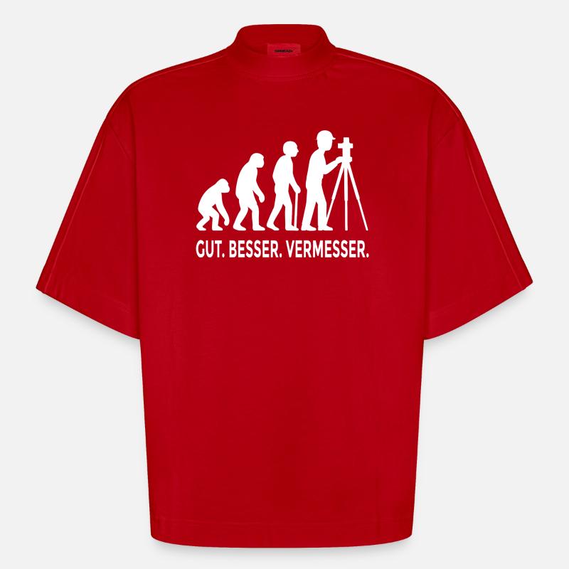 Good Better Surveyor Evolution - Heavyweight Oversized Organic Boxy T-Shirt Made in EU - red
