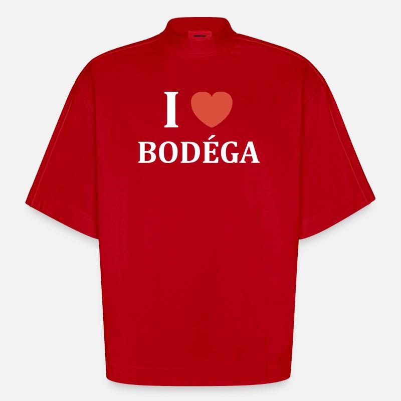 I Love Bodega Logo Tee - T-shirt bio épais oversize Boxy fabriqué en UE - rouge